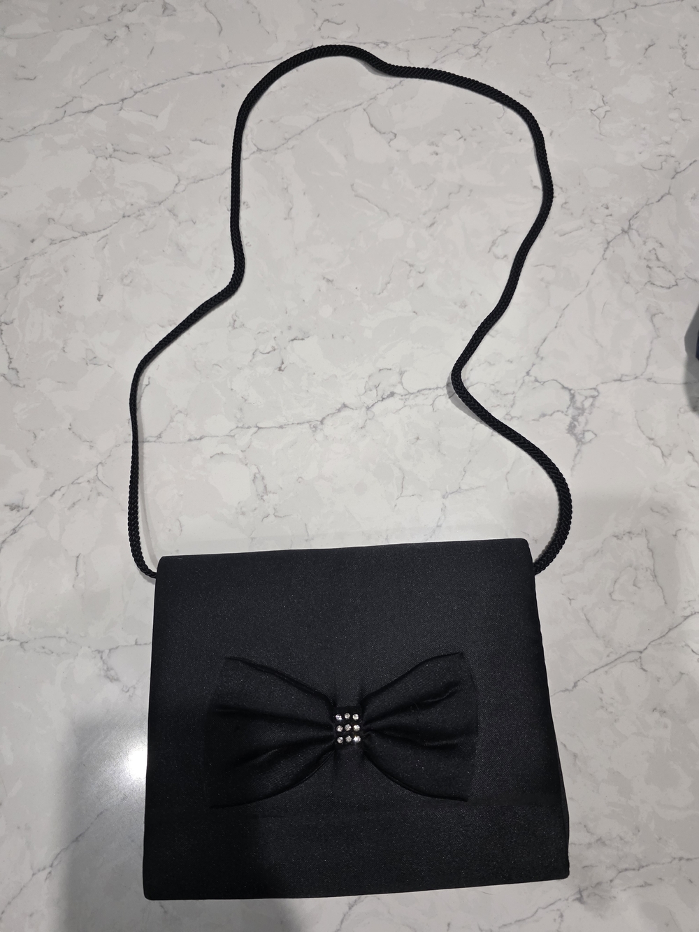 Black Bow Accent Evening Crossbody Bag
